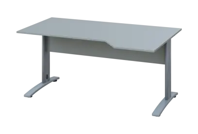 EZK 18 - 164 stůl kancelářský, rohový, pravý, kovová podnož stříbrná, deska 18 mm, široký 1600 mm, šedá